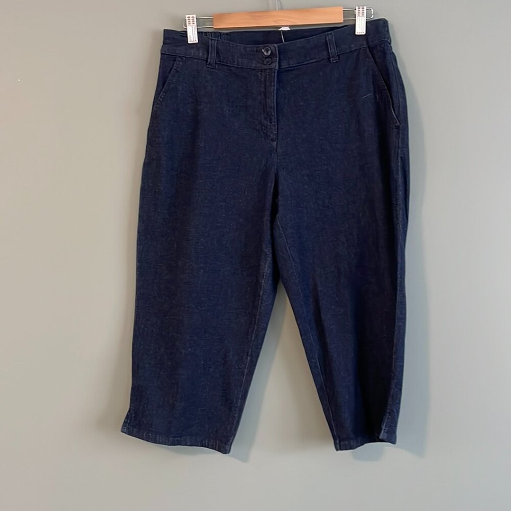 Karen Scott Women's 10P Capri Jeans NWT Blue w/pockets W-32 L- 29" Inseam - 19"